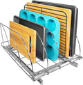 LYNK PROFESSIONAL® Pull Out Cutting Board, Baking Pan, and Cookie Sheet Organizer for Cabinet - Lifetime Ltd. Warranty - Slide Out Kitchen Cabinet Organizers – 14” x 21” Deep – Pull Out Drawer, Chrome