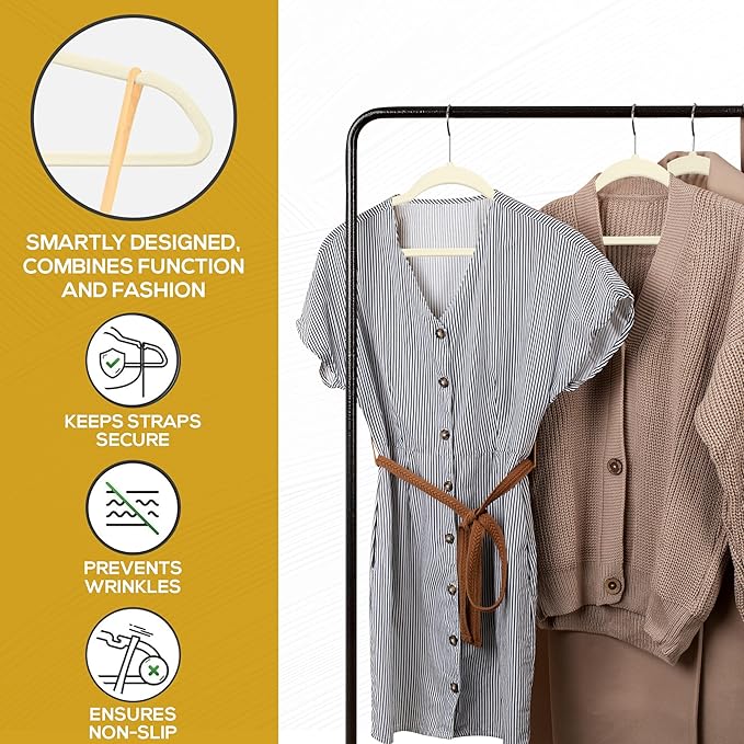 Techzoo Premium Velvet Hangers 30 Pack Ultra Thin Non Slip Adult Felt Space Saving Suit Hanger for Closet Heavy Duty Coat Pants Jackets Dress Hangers 360° Swivel Hook Hold Upto 10 lbs Ivory