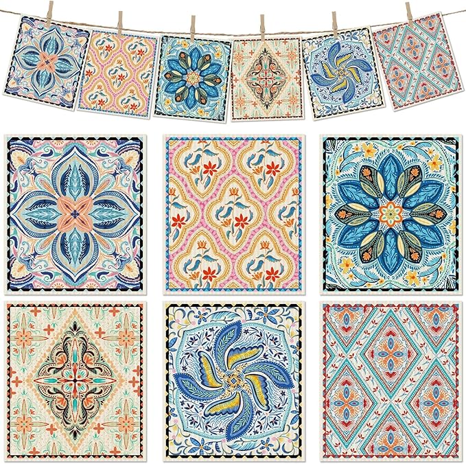 6 Packs Swedish Paper Cloths for Kitchen, Reusable Paper Towels Washable Dish Rags, Highly Absorbent Kitchen Towels Quick Drying Swedish Sponge Cleaning Dish Cloths (Floral Ornamentation)
