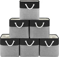 11 Inch Cube Storage Bins, 6 Pack Fabric Storage Cubes with Rope Handles, Organizer Baskets for Closet Shelves, Clothes and Home Organization(Dark/Gray)