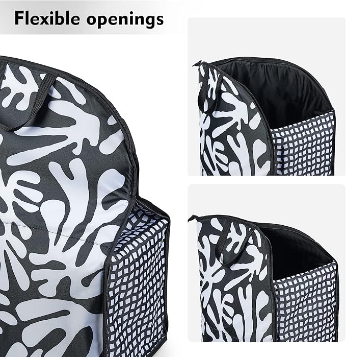 JOMOLA Collapsible Laundry Hamper 75L Large Fabric Foldable Laundry Basket Dirty Clothes Laundry Bag with Handles for Family College Dorm Storage Organizer (Black)