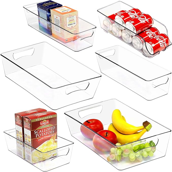 SimpleHouseware Refrigerator Storage Organizer Bins, Assorted Set of 6