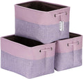 Sea Team 3-Pack Large Storage Basket Set, Trunk Organizer, Clothes Toys Bin, 15 x 10 x 10 Inches, Big Rectangular Canvas Fabric Collapsible Shelf Box with Handles for Kids Room (Lavender/Orchid)