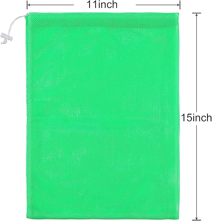 Frienda 6 Pieces Mesh Stuff Sack, 11 x 15 Inch Durable Nylon Drawstring Laundry Bag for Rinsing Beach Toys, Seashell Collecting, Mesh Bags and Travel(Multicolor)