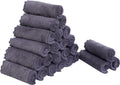 Sunny zzzZZ 24 Pack Kitchen Dishcloths - Does Not Shed Fluff - Reusable Dish Towels, Dish Cloths, Super Absorbent Coral Fleece Cleaning Cloths, Nonstick Oil Washable Fast Drying, 10 x 10 Inch (Grey)