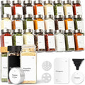KIVY Glass Spice jars with Label & Shaker Lids [24x 4oz] Airtight Seasoning Containers for Cabinet & Drawer - Empty Spice Bottles - Seasoning jars with labels - Spice jars with stainless steel lids