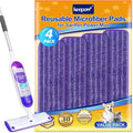 KEEPOW Reusable Power Mop Refill Pads for Swiffer Power Mop, Powermop Mopping Pad Refills for Wood Floor Cleaning, Machine Washable Microfiber Mop Pads for Wet and Dry Use, 4 Pack