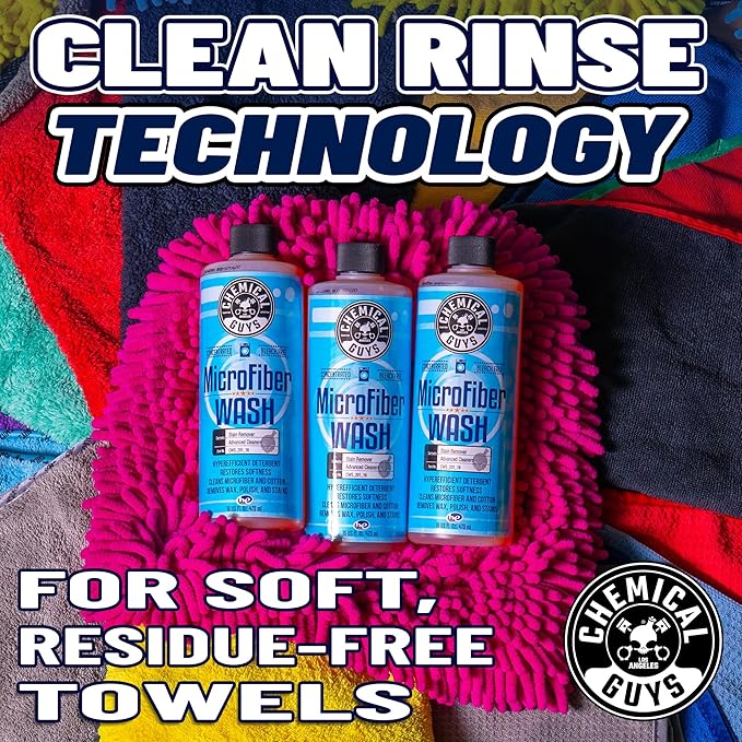 Chemical Guys Microfiber Cleaning Cloth and Car Wash Towel Detergent - Concentrated Cleaner for Towels, Microfiber Cloths, and Pads - Removes Dirt, Wax, Grease, Stains, Orange Scent - 16 oz