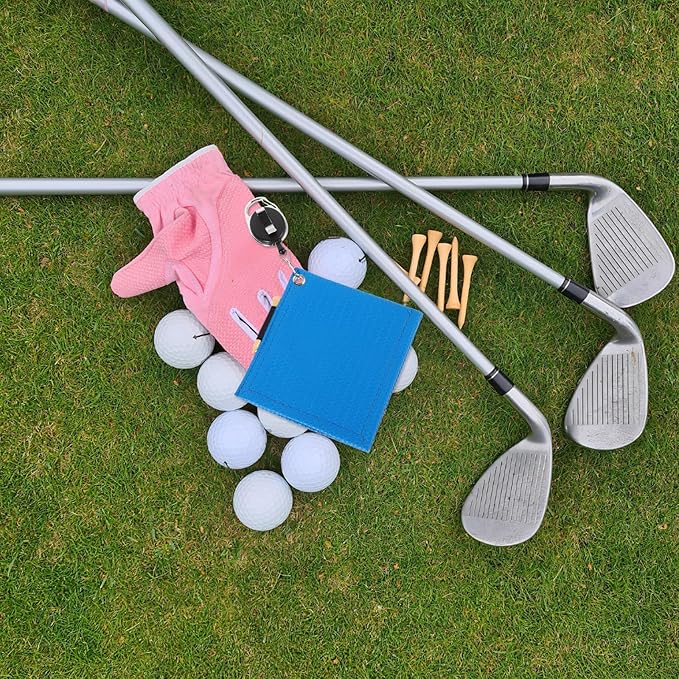 POPETPOP Golf Towel Retractable Clip Extendable Golf Club Cleaning Cloth Blue Microfiber for Men and Women On-Course Use