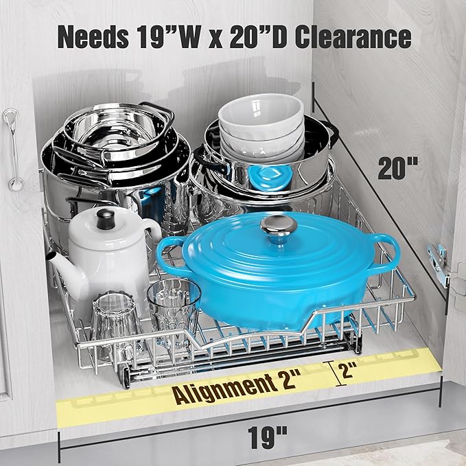 Simple Houseware Under Cabinet Pull Out Sliding Shelf Drawer Organizer, 18" D x 17" W