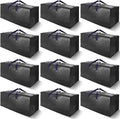 12 Pack Heavy Duty Extra Large Moving Bags W/Backpack Straps - Strong Handles & Zippers, Storage Totes For Space Saving, Fold Flat, Alternative to Moving Box and Storage Bin, Black