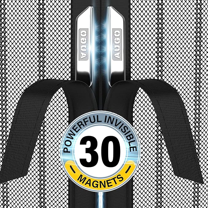 AUGO Magnetic Screen Door - Self Sealing, Heavy Duty, Hands Free Mesh Partition Keeps Bugs Out - Pet and Kid Friendly - Patent Pending Keep Open Feature - 38 Inch x 81 Inch