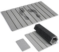 BJSNEIF Rolling Up Stone Bath Mat for Bathroom, Foldable with Absorbing Tray, Quick Drying, Non-Slip, Gray, 15.4x23.6 Inch, 2-Piece Set