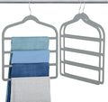 Velvet Pants Clothes Hanger Space Saving Non Slip Pants Shorts Hanger, Myfolrena Jeans Slack Trousers Hangers Multiple Velvet Hanger Closet Storage and Organization for Jeans,Scarf,Tie(Grey, 3)