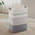 75L Tall Laundry Hamper with Handles for Living Room Storage, Large Woven Rope Baskets Bin for Blanket, Kids Toy, Gifts, Wicker Hamper for Bedroom Dirty Clothes, 16"x13"x22" White Grey