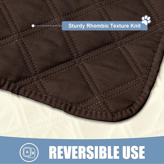 Smiry Waterproof Dog Bed Cover Pet Blanket, Soft Washable Dog Blanket for Furniture Bed Couch Sofa Reversible, Checkered (40"x90", Chocolate/Beige)