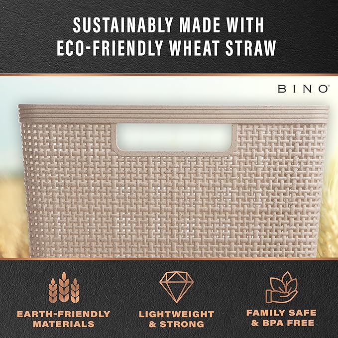 BINO | Woven Plastic Basket | XS (Natural Grey), 5-Pack | THE JUTE COLLECTION | Home Organization, Space - Saving Storage, Stylish Design | Jute Basket | Plastic Storage Basket