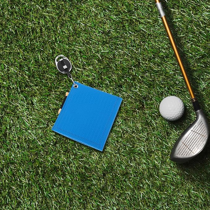 Kisangel Retractable Golf Towel with Carabiner Clip Small Blue Microfiber Cloth for Cleaning Golf Clubs and Balls Suitable for Men and Women Use