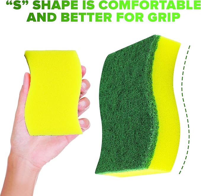 (12 Pack) Heavy Duty Scrub Sponges by SCRUBIT – Kitchen Dish, Sink and Bathroom Cleaning Scrubber Sponge - with Non-Smell Scouring Pad