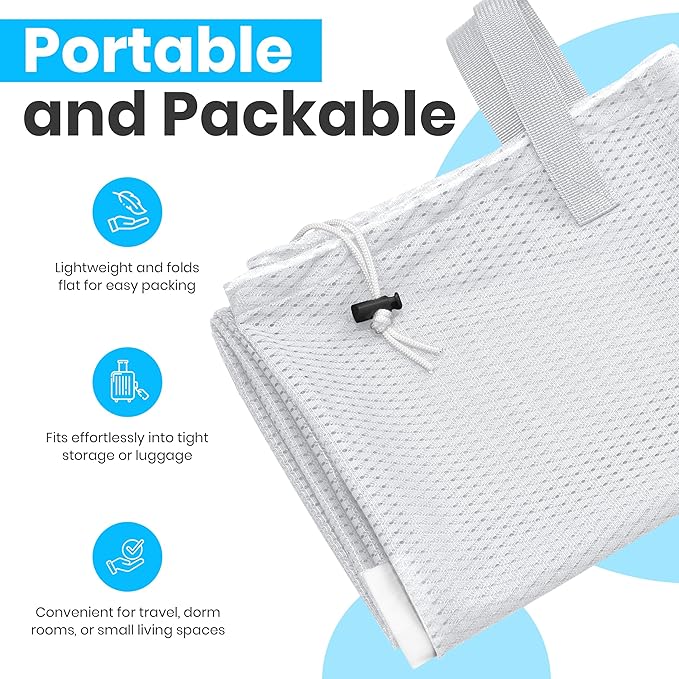 Large Mesh Laundry Bags - Heavy Duty with Handles & Drawstring - Machine Washable Net Laundry Sacks for College Dorm, Camp, Travel, Bedding & Clothes Storage (White)
