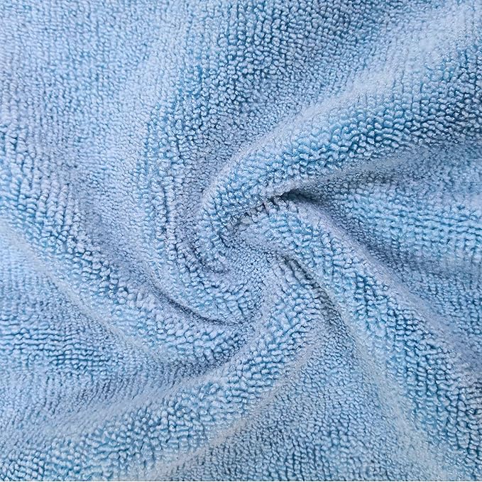 POLYTE Professional Microfiber Cleaning Cloth, 14 x 14 in, Blue, Camel, Gray (12 Pack)