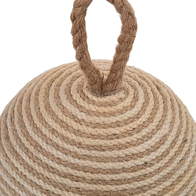 PEMAR Natural Wicker Door Stopper with Handle, Rustic Farmhouse Decorative Door Stop, Heavy Indoor Doorstop, Nautical Blocker Jammer 6.3''D Sphere Ball Shape (Jute)