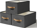 3 Pack Fabric Storage Bins for Shelves | 14¾" L*10¼" W*8¼" H Closet Storage Bins | Collapsible Closet Organizers for Clothes | Linen Clothes Bins | Black