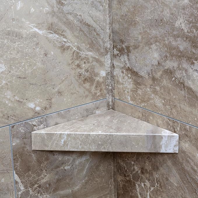 Palisade Vinyl Waterproof Corner Shower Shelf in Venetian Marble