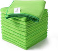 Ninia Microfiber Cleaning Cloths, 12 Pack Green 35x35cm, 350 GSM Thick & Absorbent, Lint-Free & Scratch-Safe Towels for Kitchen, House, Car, Glass & Electronics