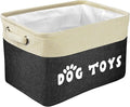 PET ARTIST Dog Toy Basket, Collapsible Dog Toy Bin Box with Comfortable Handles, Large Pet Toy Storage Organizer for Accessories, Toys, Coat & Clothing, Blanket & Leash, Black, 15"x11"x9"