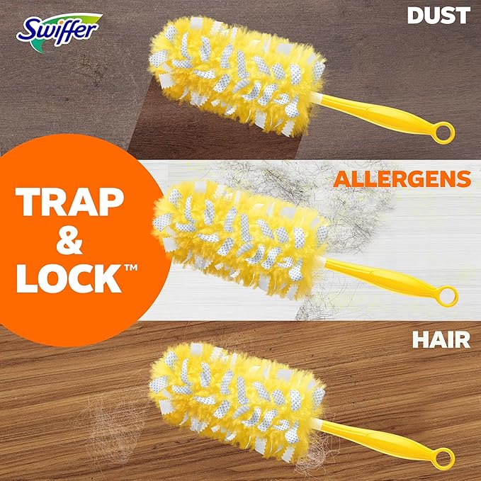 Swiffer Dusters Refill for Cleaning, Feather & Microfiber Duster Disposable Alternative, for Dusting Furniture, Blinds, Ceiling Fans, Walls, Helps Remove Allergens, Heavy Duty, Lavender, 11ct