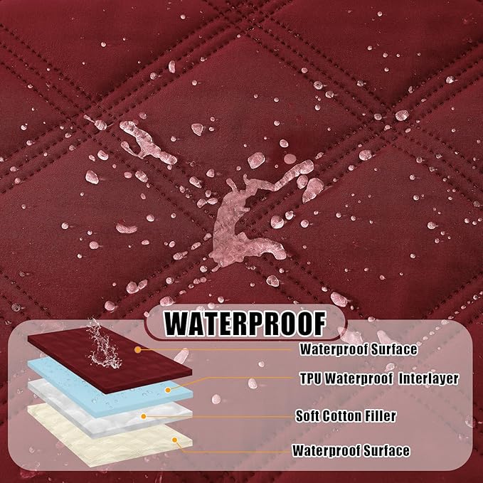 Smiry Waterproof Dog Bed Cover Blanket 40x70, Soft Reversible Pet Blanket, Washable Leakproof Cats Dogs Couch Cover for Sofa, Couch, Furniture, Lattice, Wine Red/Beige
