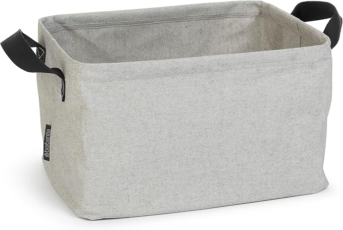 Brabantia - Foldable Laundry Basket - Compact Storage Box - Water Resistant Coating - Multi-Functional - Laundry Hamper - Bathroom - Collapsible - Grey - 9 Gal