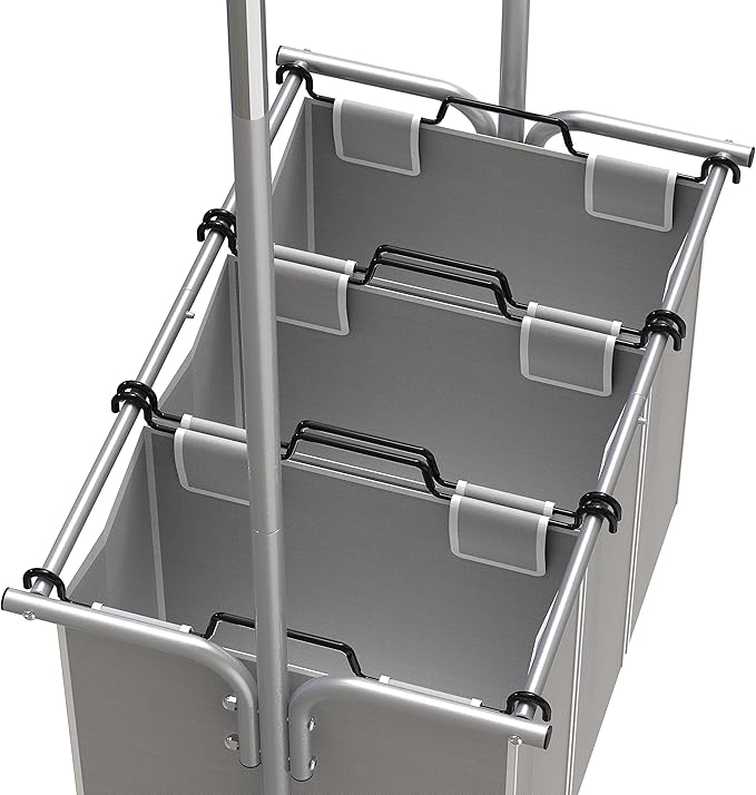 Simple Houseware 3 Bags Laundry Sorter with Extensible Clothes Hanging Rod