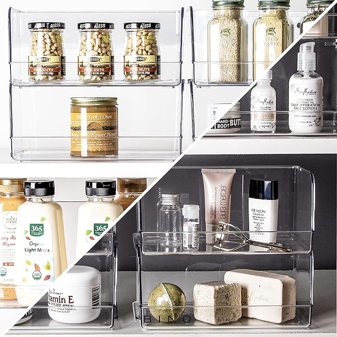 BINO | Stackable Plastic Storage Bins, Large | THE MYRIAD COLLECTION | Multipurpose Bins | Pantry Organizers And Storage | Home Organization Containers | Clear Plastic Fridge Bin | Freezer Organizer