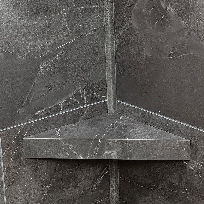 Palisade Vinyl Waterproof Corner Shower Shelf in Cracked Slate/Urban Quarry