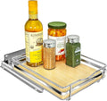 LYNK PROFESSIONAL® Élite™ Pull Out Spice Rack Organizer for Inside Kitchen Cabinets - 8-3/8 inch Wide - Slide Out Drawer – Wood/Chrome Sliding Spice Organization for cabinet - Spice Racks - 1 Tier