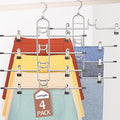 Pants & Skirt Hangers with Clips, Newly Upgraded Detachable - Space Saving Hangers, 4-Tiers Skirt Hangers for Women - Hanging Closet Organizer and Storage-4 Pack, Patent Pending
