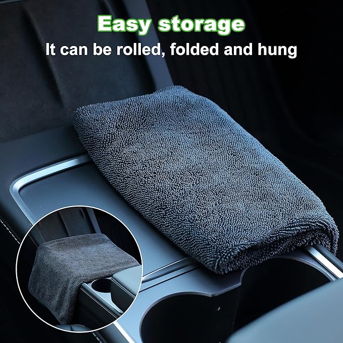 JOYMOOP Microfiber Towels for Cars, 35.4" x 23.6" Car Drying Towel, Dark Gray Reusable Car Towel, Quick Drying Car Microfiber Cleaning Cloth for RVs, SUVs, Trucks