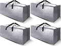 Cosy Family 4 Pack Heavy Duty Extra Large Moving Bags with Backpack Straps - Strong Handles & Zippers, Storage Totes For Space Saving, Fold Flat, Alternative to Moving Box (X-Large-Set of 4, Silver)