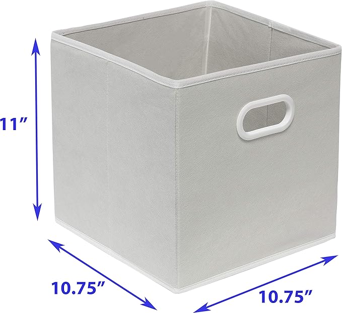 Simple Houseware Foldable Cube Storage Bins with Handles, 11-Inch, Gray, 6-Pack, Fabric Cubes Organizer for Closet or Shelves