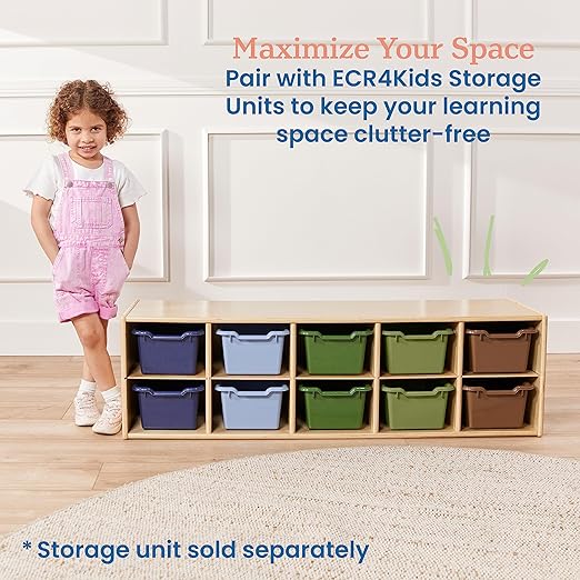ECR4Kids Scoop Front Storage Bins, Multipurpose Organization, Earthtone, 10-Piece