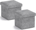 Ornavo Home Small Storage Ottoman, Set of 2 Foldable Collapsible Cube Square Linen Ottoman Foot Rest Stool Seat, for Living Room, Bedroom, Home Office, Dorm - 12 x 12 x 12, Gray
