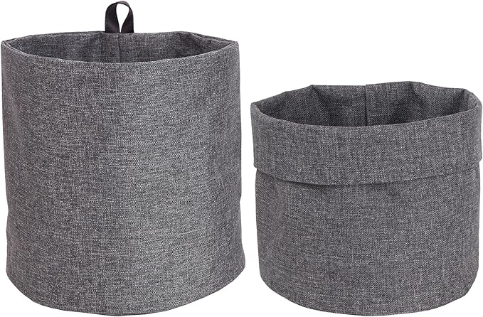 Bigso Box of Sweden Soft Hang Around Hanging Storage Basket Small | for Organizing Everyday Necessities | Collapsible Wall Hanging Storage Basket for Closets | 6.7" x 6.7" | Small | Grey