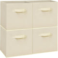 Easi Storage Cubes, 11 Inch Storage Bins, Set of 4, Foldable Fabric Cube Storage Organizer With Handles, Closet Cube Storage Bins, Collapsible Cubby Storage Organizer for Shelves,Offices, Beige
