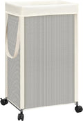 STORAGE MANIAC Laundry Hamper with Wheels, 90L (23.7 Gal) Large Tall Rolling Laundry Basket with Removable and Washable Liner Bag, Aesthetic Dirty Clothes Hamper for College, Dorm, Off-white