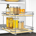 LYNK PROFESSIONAL® Élite™ Pull Out Spice Rack Organizer for Inside Kitchen Cabinets - 10-3/8 inch Wide - Slide Out Drawer – Wood/Chrome Sliding Spice Organization for cabinet - Spice Racks - 2 Tier