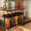 Simple Houseware 2-Tier Spice Rack Slide Out Wire Basket Drawer Organizer, Black