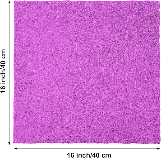 Shimeyao 30 Pcs 16 x 16 Inch Edgeless Microfiber Plush Towels for Cars Detailing Drying Wash Polishing Absorbent Cleaning Cloths, 500 GSM (Purple)
