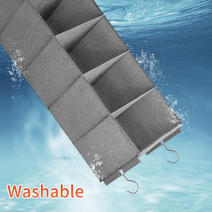 Large Hanging Sweater Organizer for Closet,Collapsible 6-Shelf Hanging Closet Shelves with Drawers, Washable (Grey-5 Shelf-2 d)